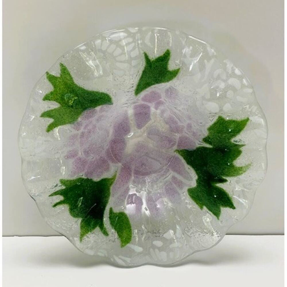 Vintage Sydenstricker Fused Art Glass 6 3/4" Floral Pattern Bowl (1970s)